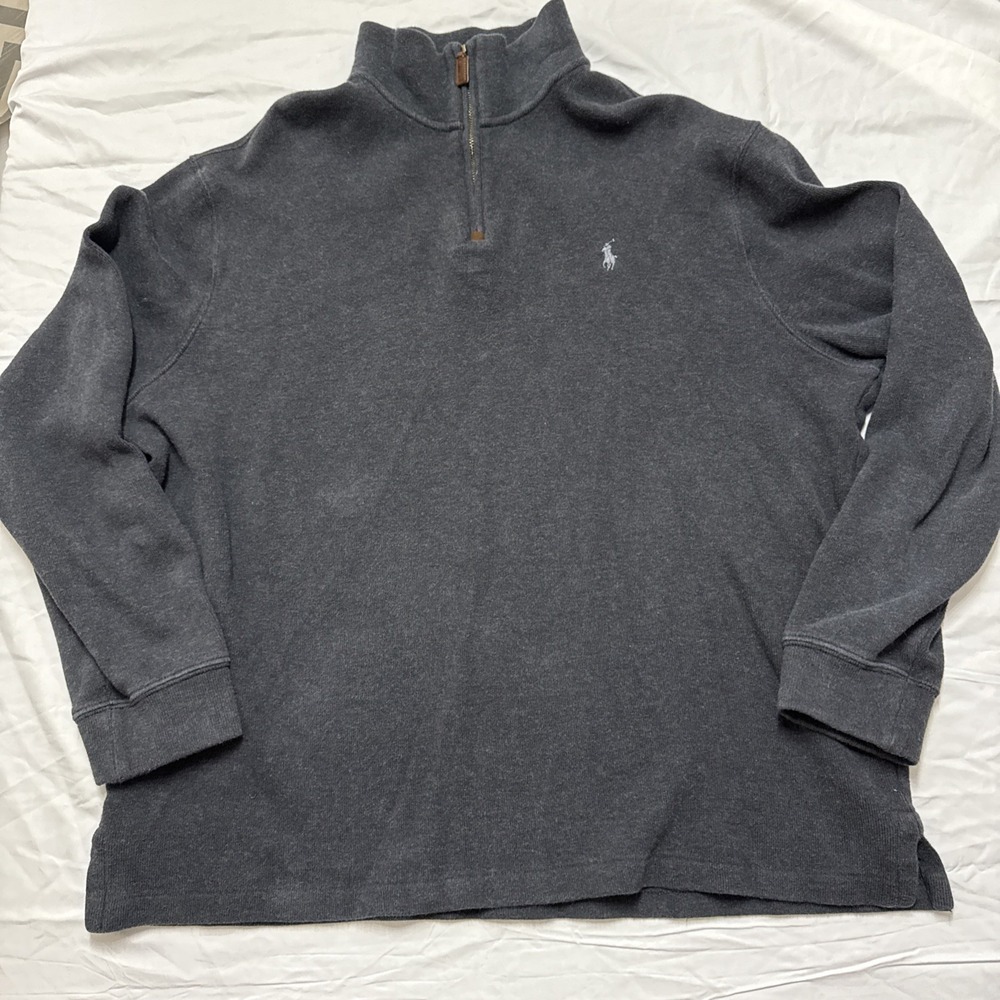 Polo 1/4 Zip Men's Grey  Sweater‎ XL 100% Cotton